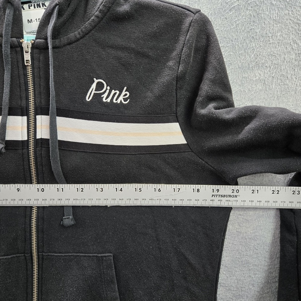 Victoria's Secret PINK Women Hoodie M Black Embroidery LOVE Zipper - Picture 7 of 10